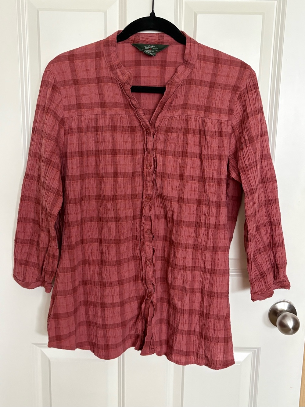 Woolrich Mauve Plaid Button-Down Gauze Shirt